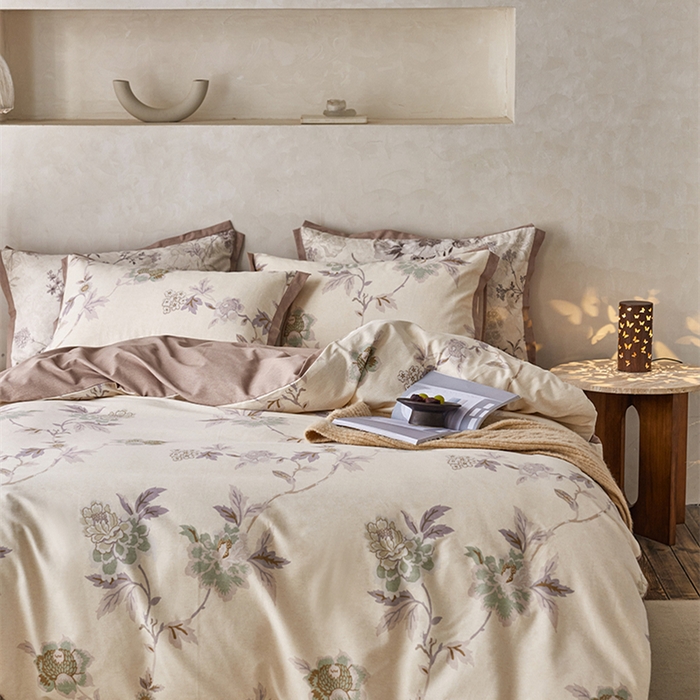 91家纺网 家纺一手货源 找家纺 2024新款全棉磨毛印花工艺款四件套 鹿禾