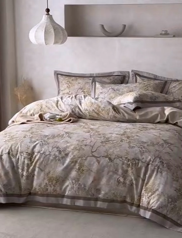 91家纺网 家纺一手货源 找家纺 2024新款全棉磨毛数码印花系列四件套 古奢落黎