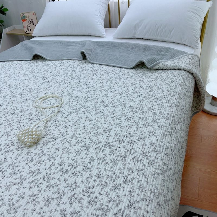 91家纺网 家纺一手货源 找家纺 2024新款棉加绒双面两用四季款床盖三件套 灰雾