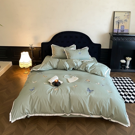 91家纺网 家纺一手货源 找家纺 （总）佳汐蓝家纺 2024秋冬新品全棉磨毛轻奢四件套-冬日蝶信