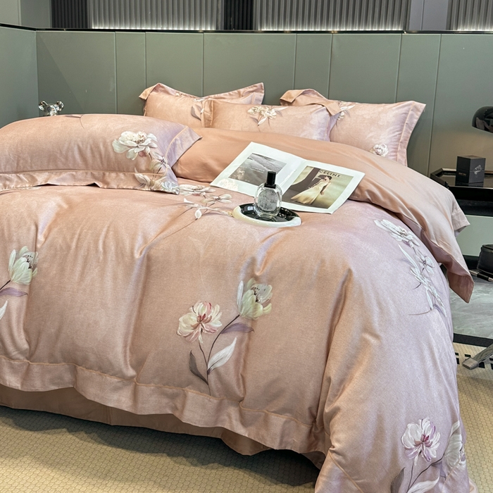 91家纺网 家纺一手货源 找家纺 舒慕 2025新款阳绒天丝棉磨毛数码印花缇芙绒四件套 珠华