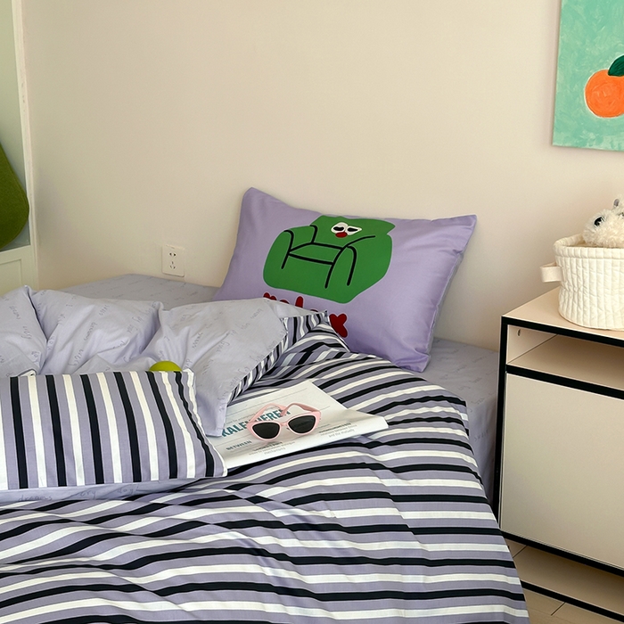 91家纺网 家纺一手货源 找家纺 2024新款40支13372全棉数码大版趣味系列四件套 休闲假日