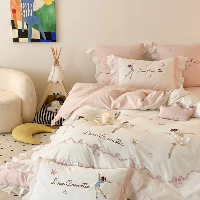 91家纺网 家纺一手货源 找家纺 （总）星野 2024秋冬新品加厚40S水洗棉四件套-芭蕾梦