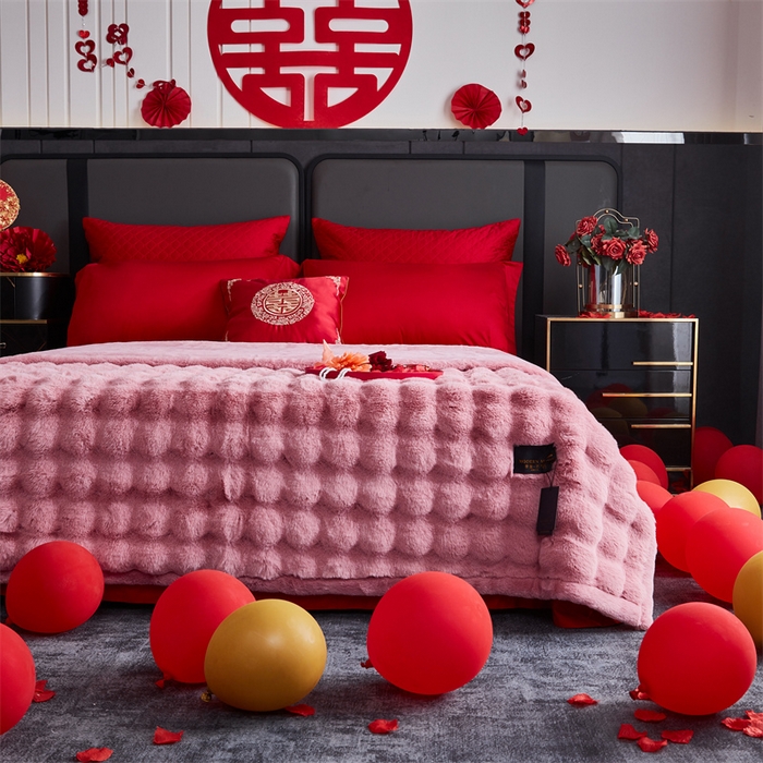 91家纺网 家纺一手货源 找家纺 2025新款仿皮草摩登艺术毛毯毯子子家用毛毛毯毯子四季盖毛毯毯子 艺术粉