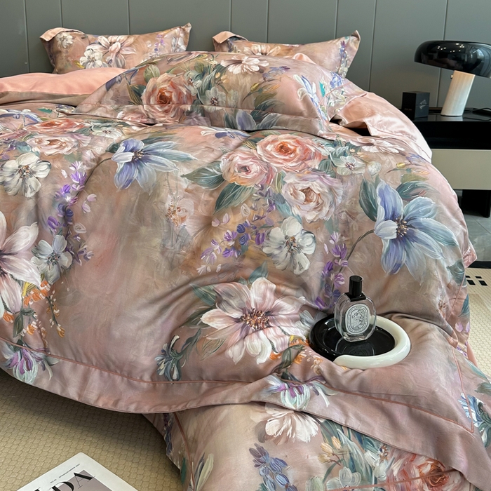 91家纺网 家纺一手货源 找家纺 舒慕 2025新款阳绒天丝棉磨毛数码印花缇芙绒四件套 如梦