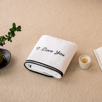 91家纺网 家纺一手货源 找家纺 （总）彩虹毛巾 2024新款I Love you珊瑚绒毛巾浴巾套装