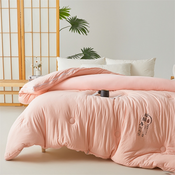 91家纺网 家纺一手货源 找家纺 创优家纺 2025新款原棉子母被双胎被春秋被冬被被子被芯二合一拉链款 原棉-粉玉