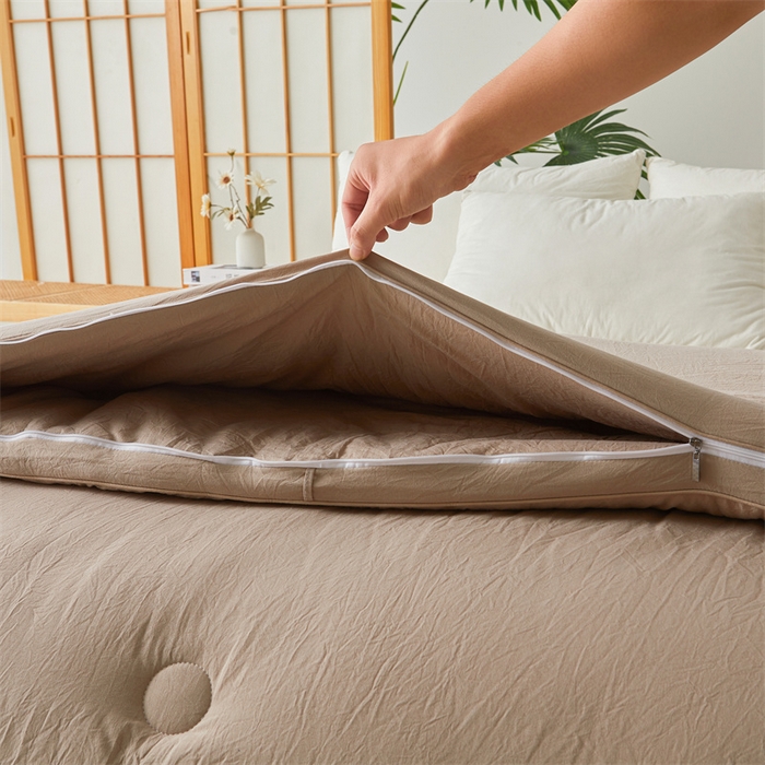 91家纺网 家纺一手货源 找家纺 创优家纺 2025新款原棉子母被双胎被春秋被冬被被子被芯二合一拉链款 原棉-卡其