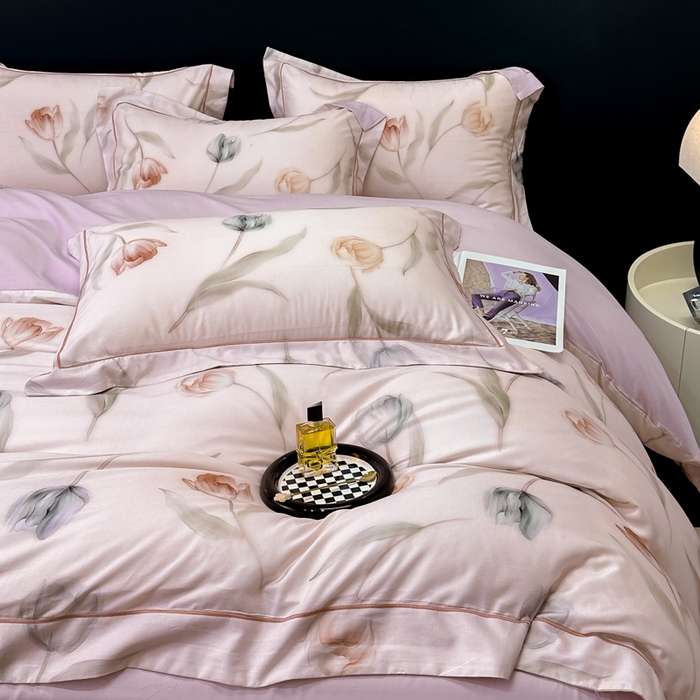 91家纺网 家纺一手货源 找家纺 舒慕 2025新款阳绒天丝棉磨毛数码印花缇芙绒四件套 玉玲珑