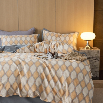 91家纺网 家纺一手货源 找家纺 2024新款全棉磨毛印花工艺款四件套 追光