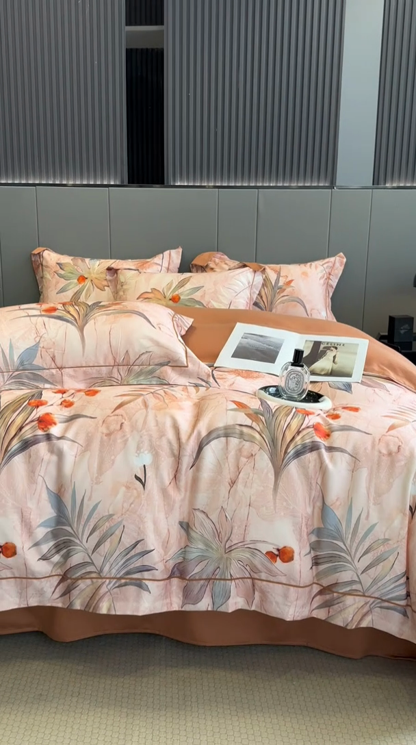 91家纺网 家纺一手货源 找家纺 舒慕 2025新款阳绒天丝棉磨毛数码印花缇芙绒四件套 幽静