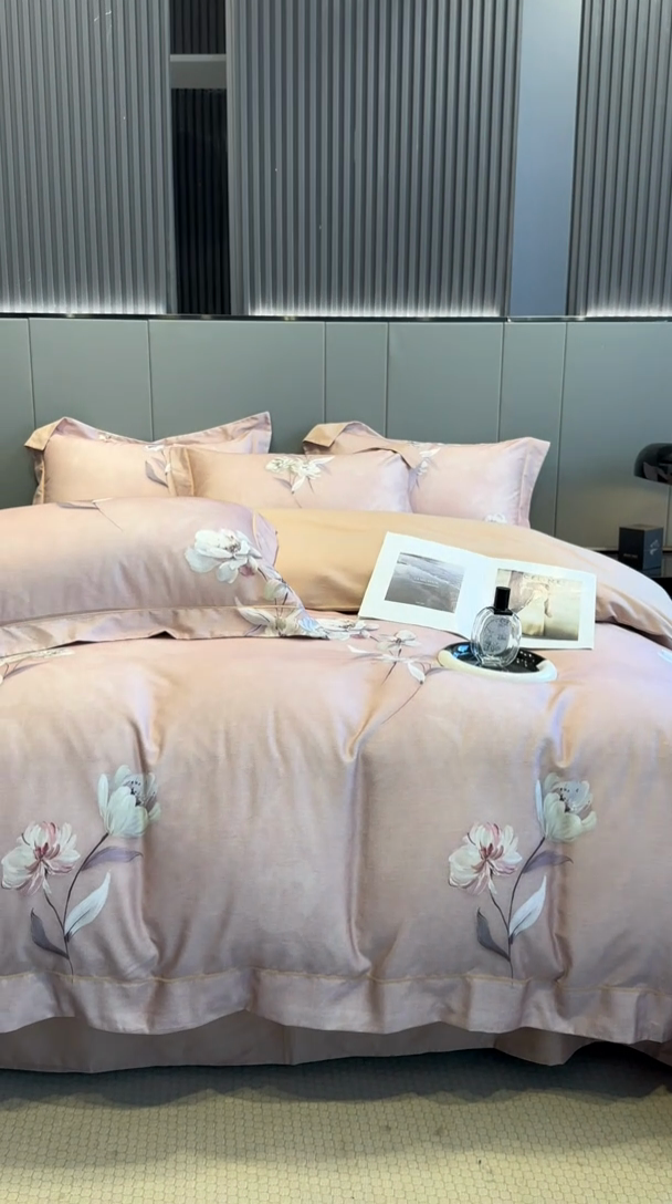 91家纺网 家纺一手货源 找家纺 舒慕 2025新款阳绒天丝棉磨毛数码印花缇芙绒四件套 珠华