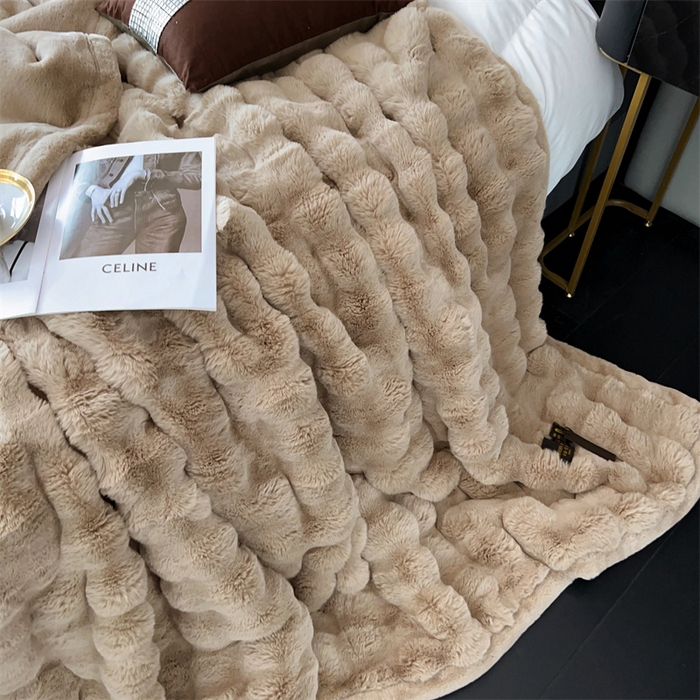 91家纺网 家纺一手货源 找家纺 2025新款仿皮草摩登艺术毛毯毯子子家用毛毛毯毯子四季盖毛毯毯子 艺术驼