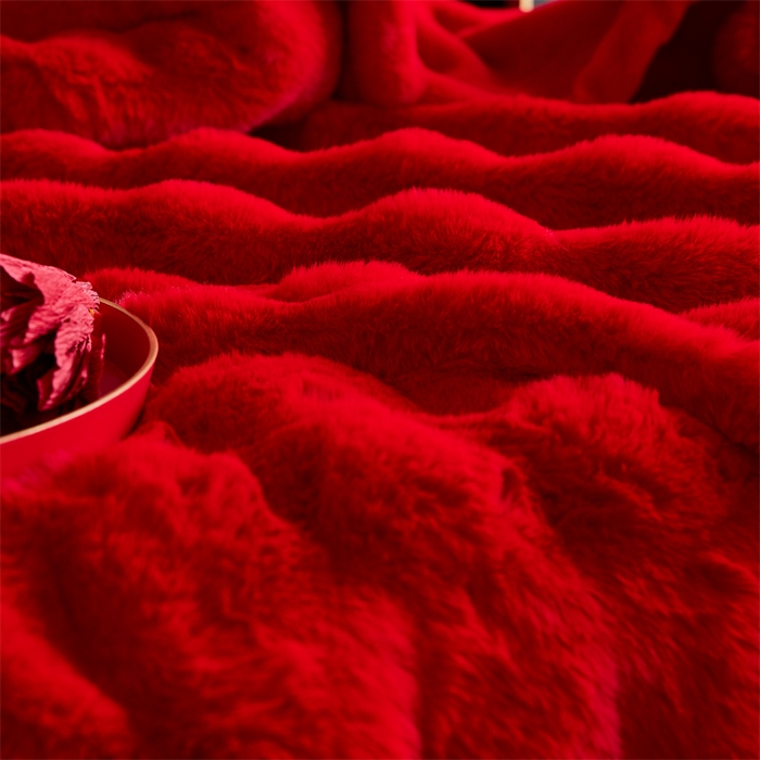 91家纺网 家纺一手货源 找家纺 2025新款仿皮草摩登艺术毛毯毯子子家用毛毛毯毯子四季盖毛毯毯子 艺术大红