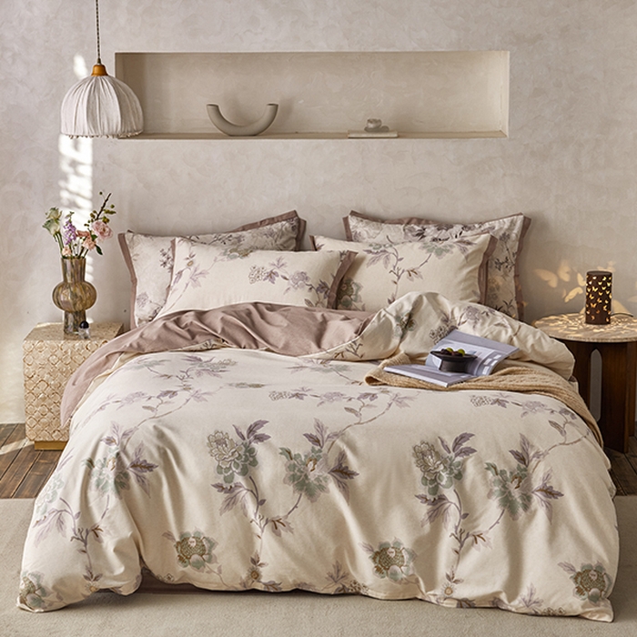 91家纺网 家纺一手货源 找家纺 2024新款全棉磨毛印花工艺款四件套 鹿禾