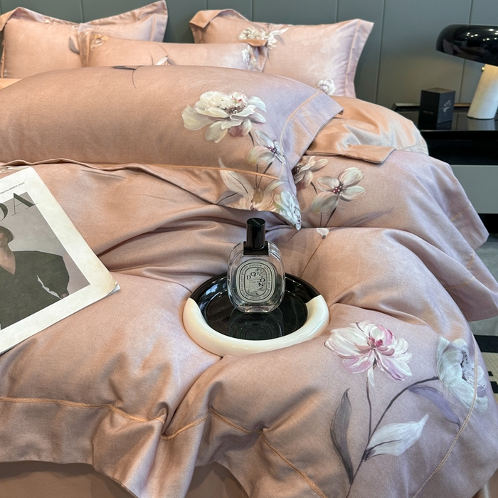 91家纺网 家纺一手货源 找家纺 舒慕 2025新款阳绒天丝棉磨毛数码印花缇芙绒四件套 珠华