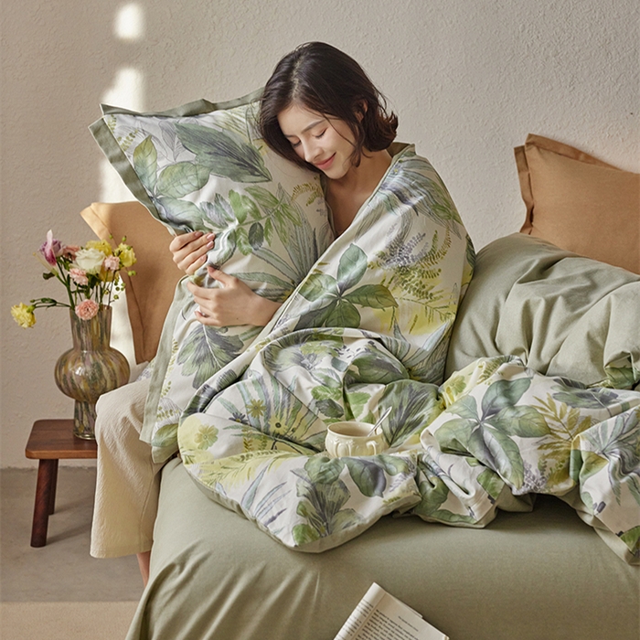 91家纺网 家纺一手货源 找家纺 2024新款全棉磨毛印花工艺款四件套 月光森林