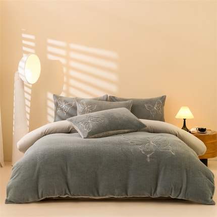 91家纺网 家纺一手货源 找家纺 （总）2024新保暖-秋冬A类南极绒刺绣四件套-蝶羽系列