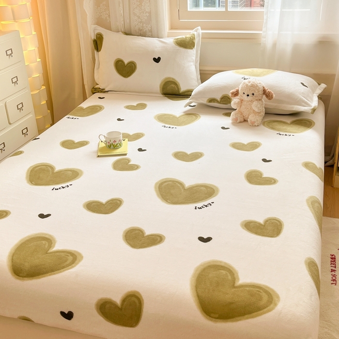 91家纺网 家纺一手货源 找家纺 川悦生活 2024新款加厚牛奶绒印花单床笠 床笠萌心