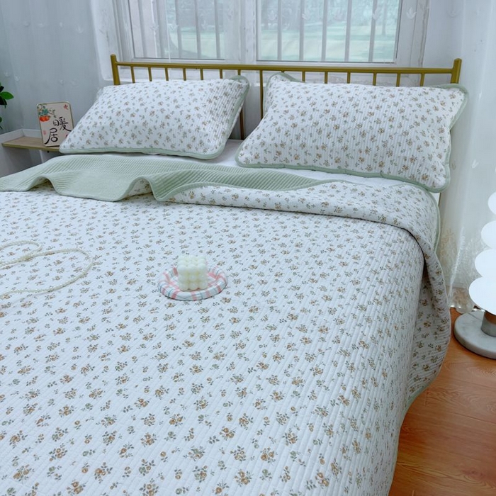 91家纺网 家纺一手货源 找家纺 2024新款棉加绒双面两用四季款床盖三件套 桂花香