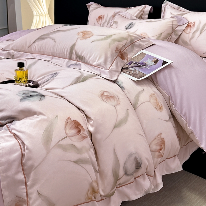 91家纺网 家纺一手货源 找家纺 舒慕 2025新款阳绒天丝棉磨毛数码印花缇芙绒四件套 玉玲珑