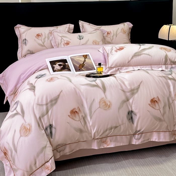 91家纺网 家纺一手货源 找家纺 舒慕 2025新款阳绒天丝棉磨毛数码印花缇芙绒四件套 玉玲珑