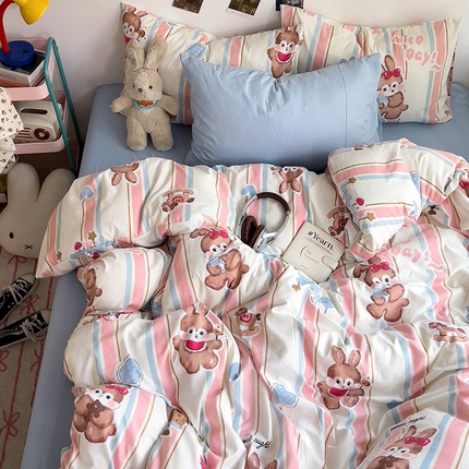 星巴k家纺 2024新款A类超柔水洗棉印花四件套 兔兔报道