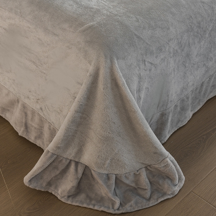 91家纺网 家纺一手货源 找家纺 卡迪亚家纺 2024新款亲肤舒适泡泡绒四件套 浅灰