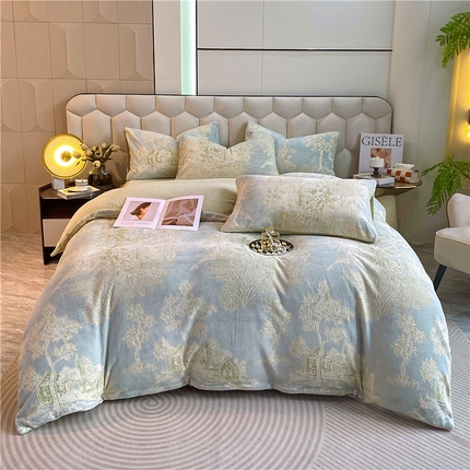 91家纺网 家纺一手货源 找家纺 （总）佰亿莱 2024新款雕花牛奶绒四件套