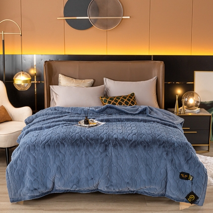 凯轩毛毛毯毯子网销专供 2024新款精品仿裘皮毛毯毯子 淡蓝