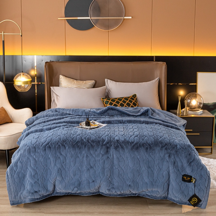 91家纺网 家纺一手货源 找家纺 凯轩毛毛毯毯子网销专供 2024新款精品仿裘皮毛毯毯子 淡蓝