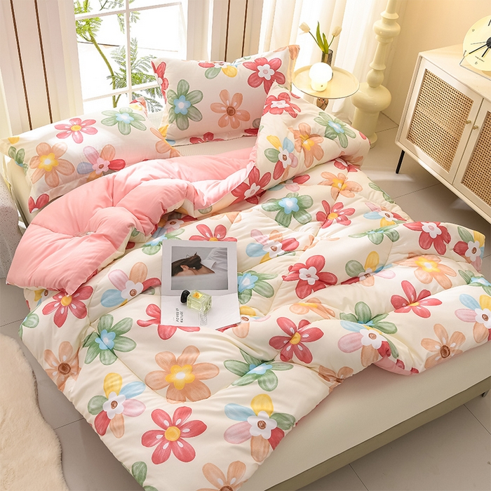 91家纺网 家纺一手货源 找家纺 圣楚家纺 2024新款绗缝保暖印花冬被 花海