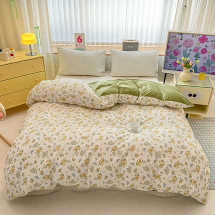 清雅福 2024新款小清新ins棉加绒印花四件套系列-棉绒风格二 森夏