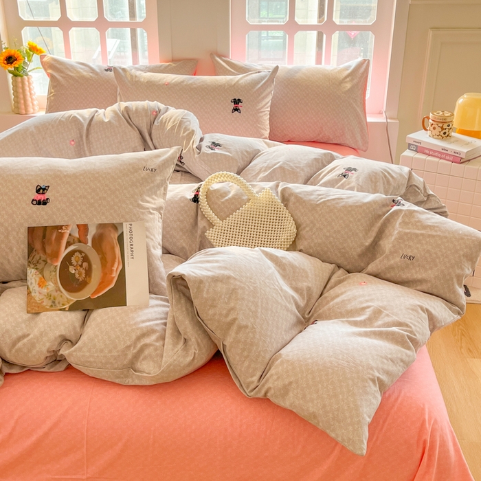 91家纺网 家纺一手货源 找家纺 千朵 2024新款全棉磨毛四件套 萌宠