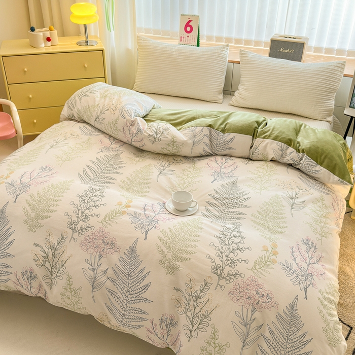 91家纺网 家纺一手货源 找家纺 清雅福 2024新款小清新ins棉加绒印花四件套系列-棉绒风格二 巴黎之恋