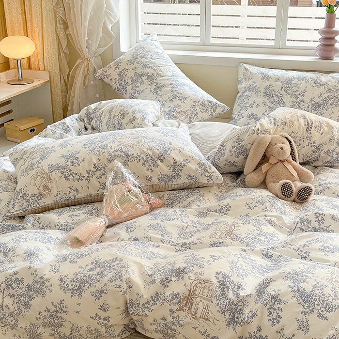 91家纺网 家纺一手货源 找家纺 麦伦家居 2024全棉斜纹13372小清新碎花卡通系列四件套 米莱