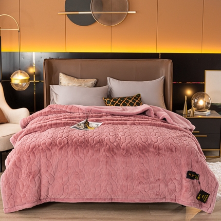 凯轩毛毛毯毯子网销专供 2024新款精品仿裘皮毛毯毯子 藕粉