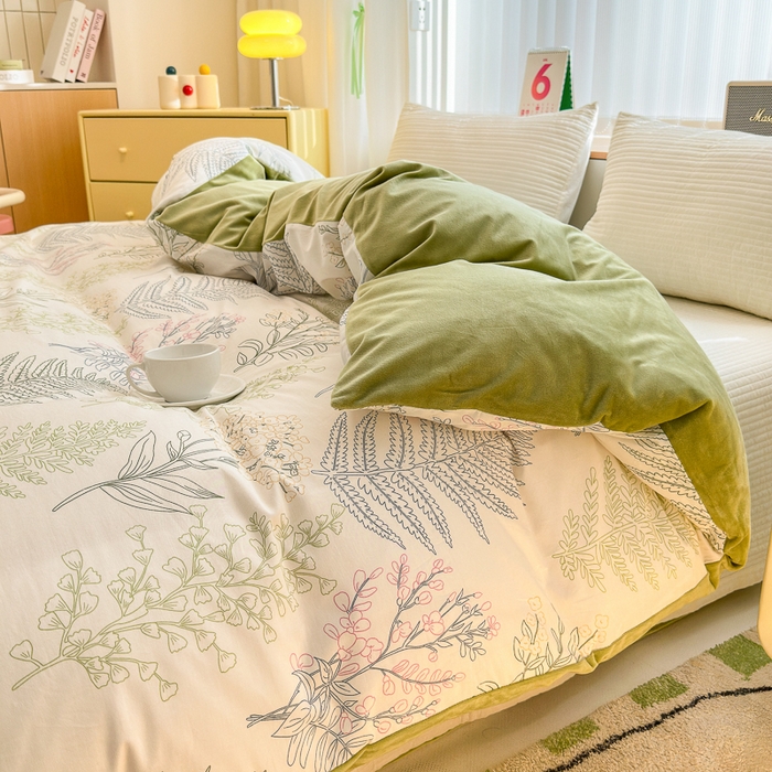 91家纺网 家纺一手货源 找家纺 清雅福 2024新款小清新ins棉加绒印花四件套系列-棉绒风格二 巴黎之恋