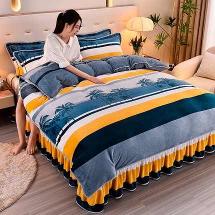 91家纺网 家纺一手货源 找家纺 （总）佳一 2025新款高克重8-9斤印花牛奶绒四件套