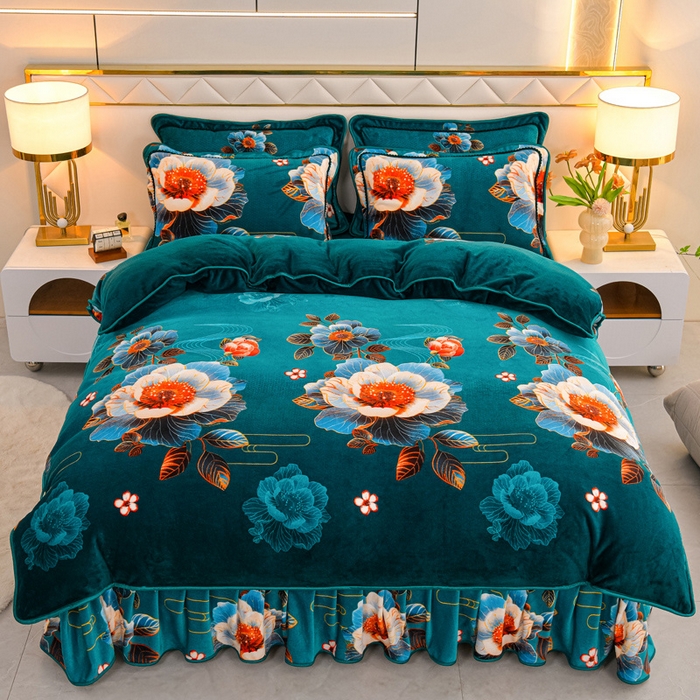 91家纺网 家纺一手货源 找家纺 金柚子 2024新款加厚牛奶绒四件套 金玉满堂