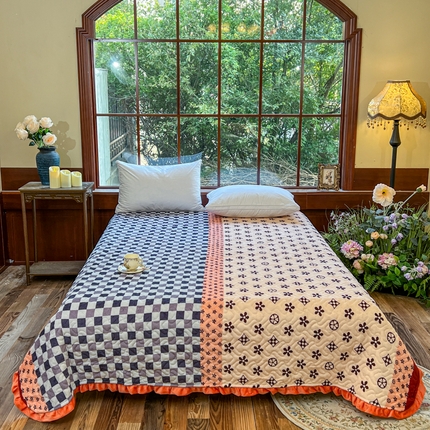 91家纺网 家纺一手货源 找家纺 （总）梵克保罗 2024新款亲肤舒适牛奶绒花边单床盖