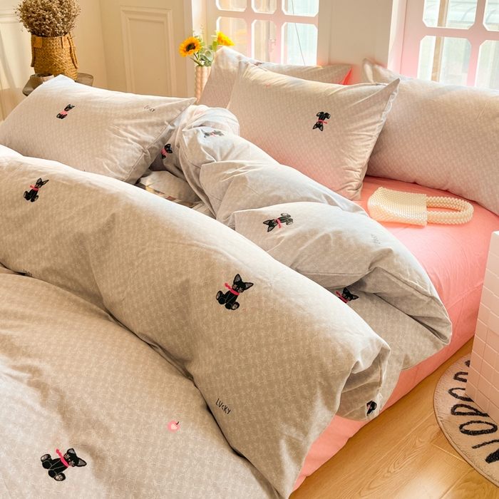 91家纺网 家纺一手货源 找家纺 千朵 2024新款全棉磨毛四件套 萌宠