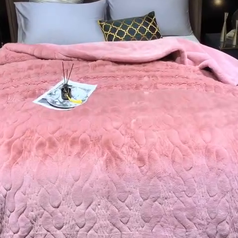 91家纺网 家纺一手货源 找家纺 凯轩毛毛毯毯子网销专供 2024新款精品仿裘皮毛毯毯子 藕粉