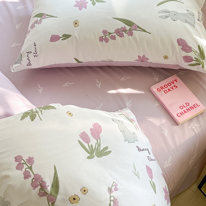 91家纺网 家纺一手货源 找家纺 麦伦家居 2024全棉斜纹13372小清新碎花卡通系列四件套 兰铃