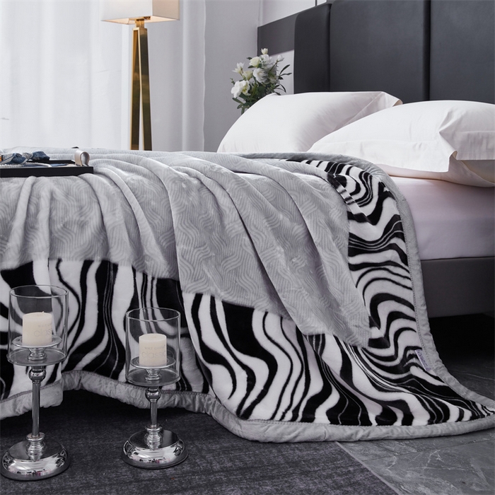 91家纺网 家纺一手货源 找家纺 凯轩毛毛毯毯子网销专供 2024新款A类双层云毛毯毯子 黑白恋