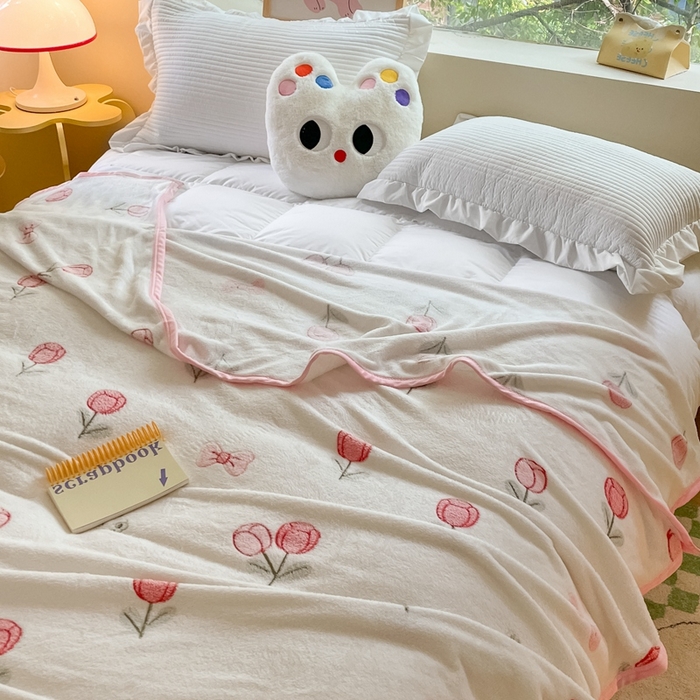 91家纺网 家纺一手货源 找家纺 慕尚家纺 2025新款高克重加厚雪花绒毛毯毯子 玫瑰之恋