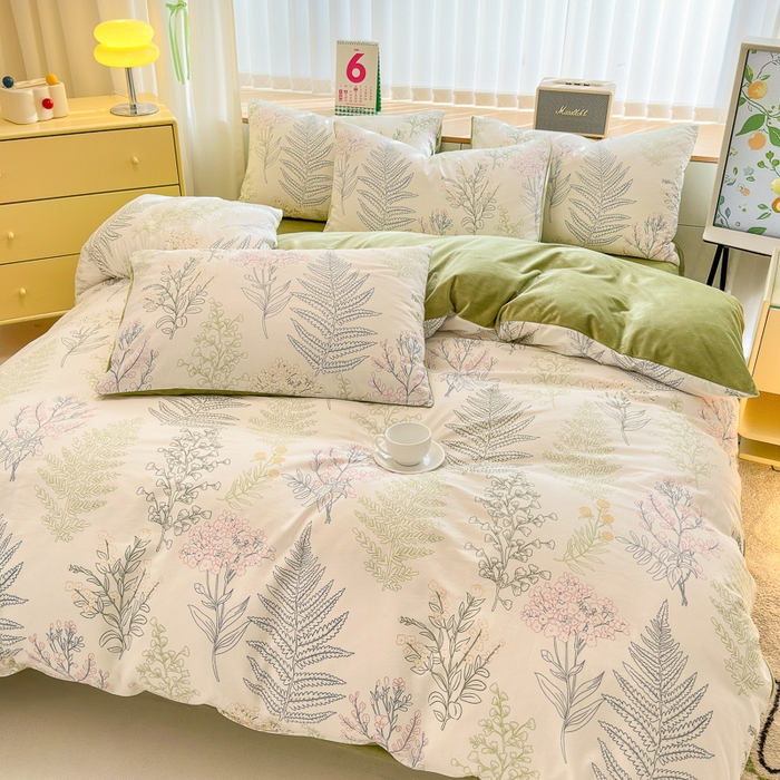 91家纺网 家纺一手货源 找家纺 清雅福 2024新款小清新ins棉加绒印花四件套系列-棉绒风格二 巴黎之恋