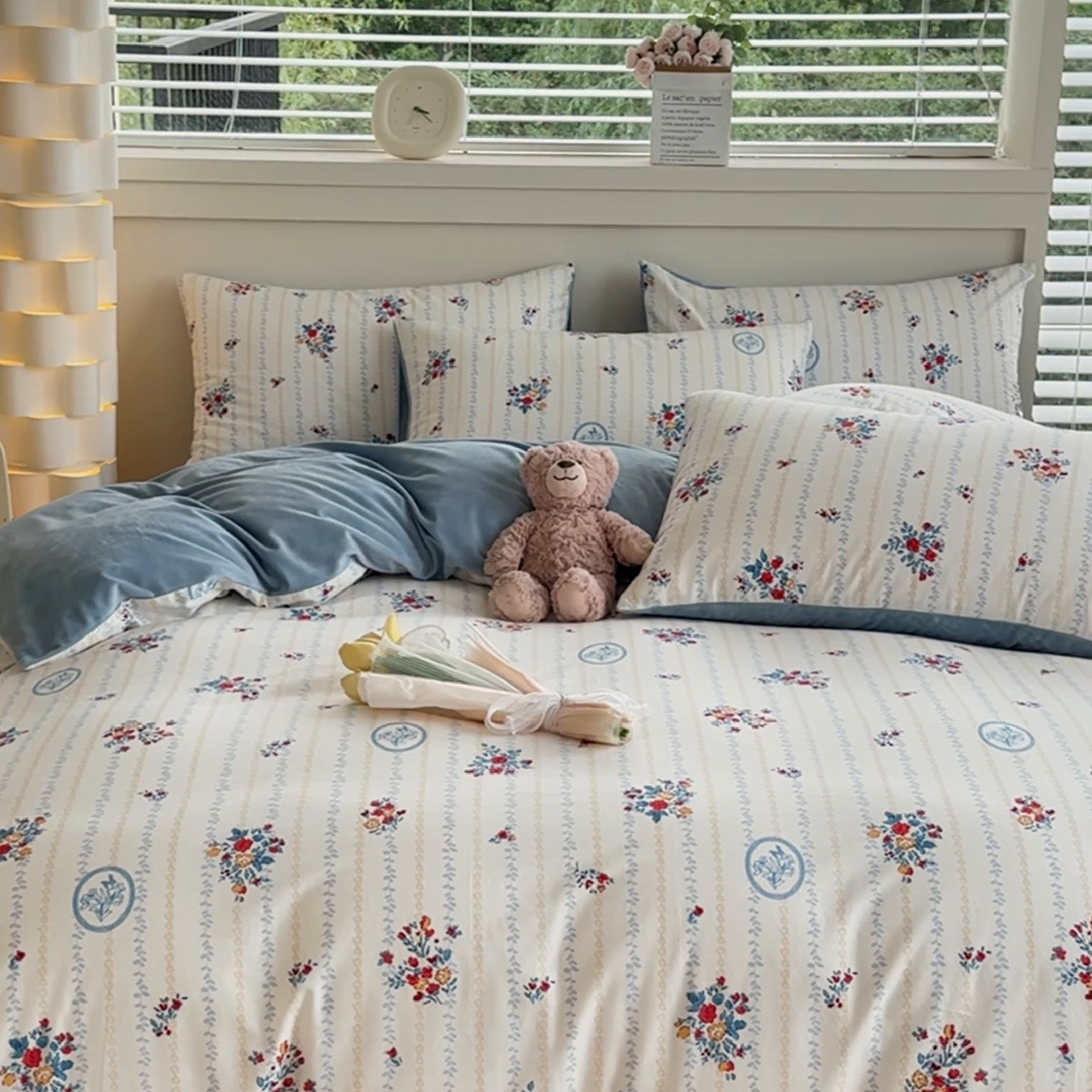 91家纺网 家纺一手货源 找家纺 清雅福 2024新款小清新ins棉加绒印花四件套系列-棉绒风格一 棉绒伯爵夫人