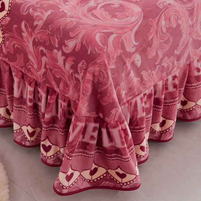 91家纺网 家纺一手货源 找家纺 金柚子 2024新款加厚牛奶绒四件套 甜蜜人生