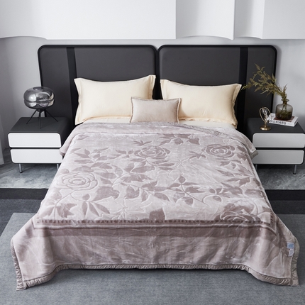 凯轩毛毛毯毯子网销专供 2024新款新中式大版印花双层云毛毯毯子 谜恋